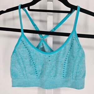 Morera activewear Womens Sz M Seamless Sports Bra Light Blue Racerback